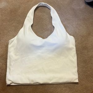 KN kladsy network white cropped halter brami with built in pads